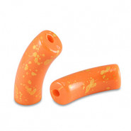 Acrylic Tube bead 34x11mm shiny Orange-gold